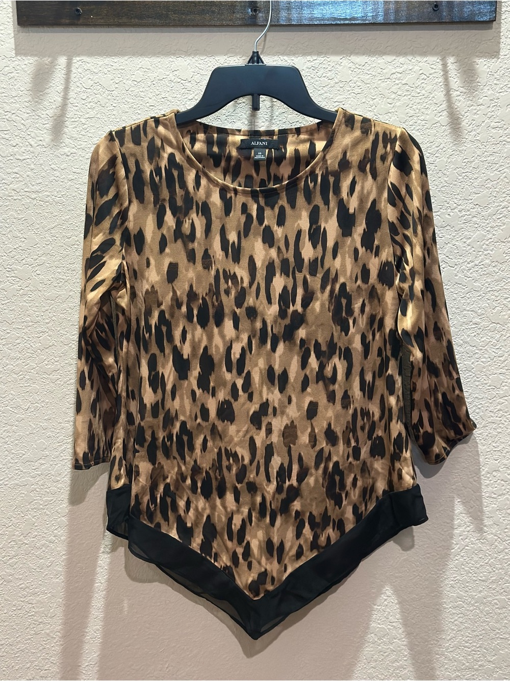 Alfani Leopard-Print Tunic in Tan and Black with Pointed Hem